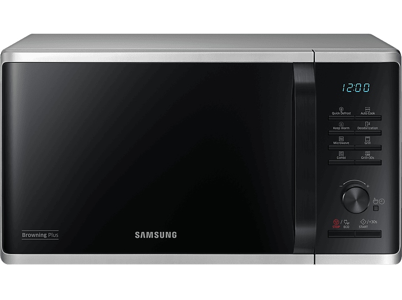 SAMSUNG MG23K3505AS/SW - Mikrowelle mit Grillfunktion (Silber/Schwarz)