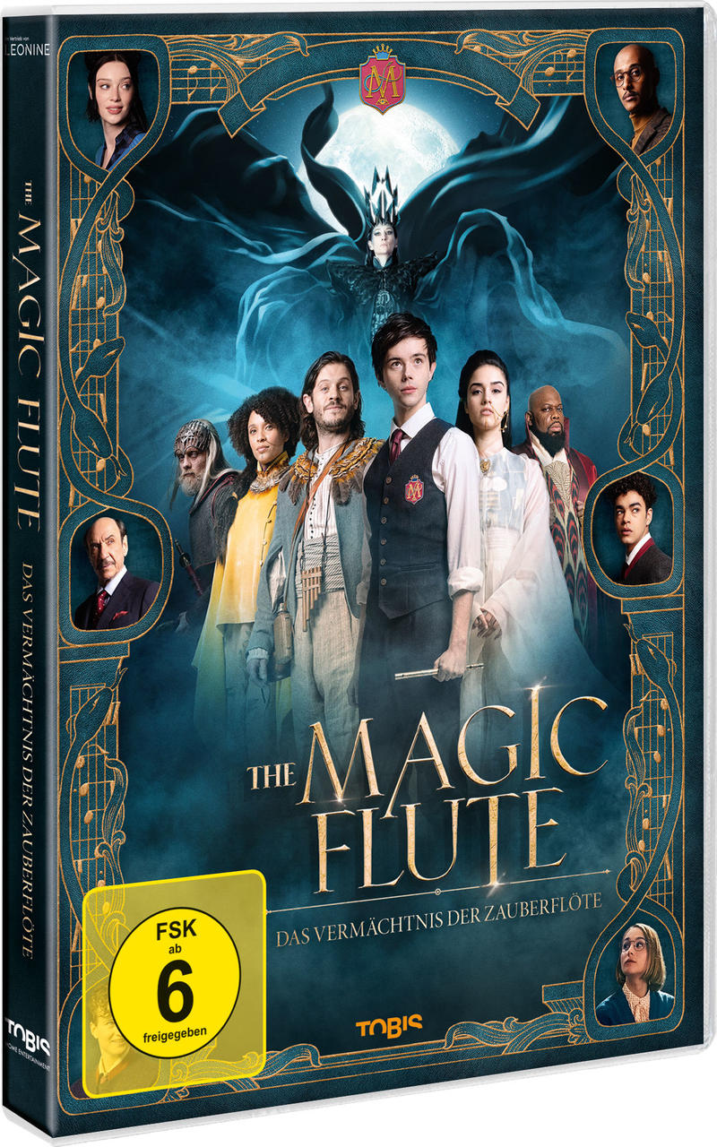 Eine DVD-Hülle für "Die Zauberflöte". Es zeigt mehrere Personen und den Filmtitel.