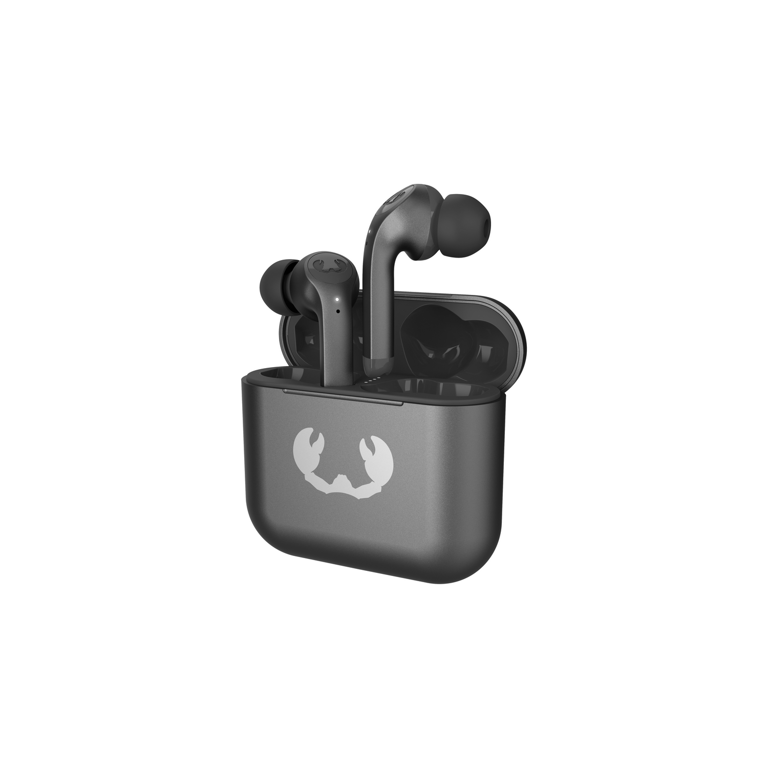 An Oculus VR headset case, gray with a white strap and an Oculus logo.