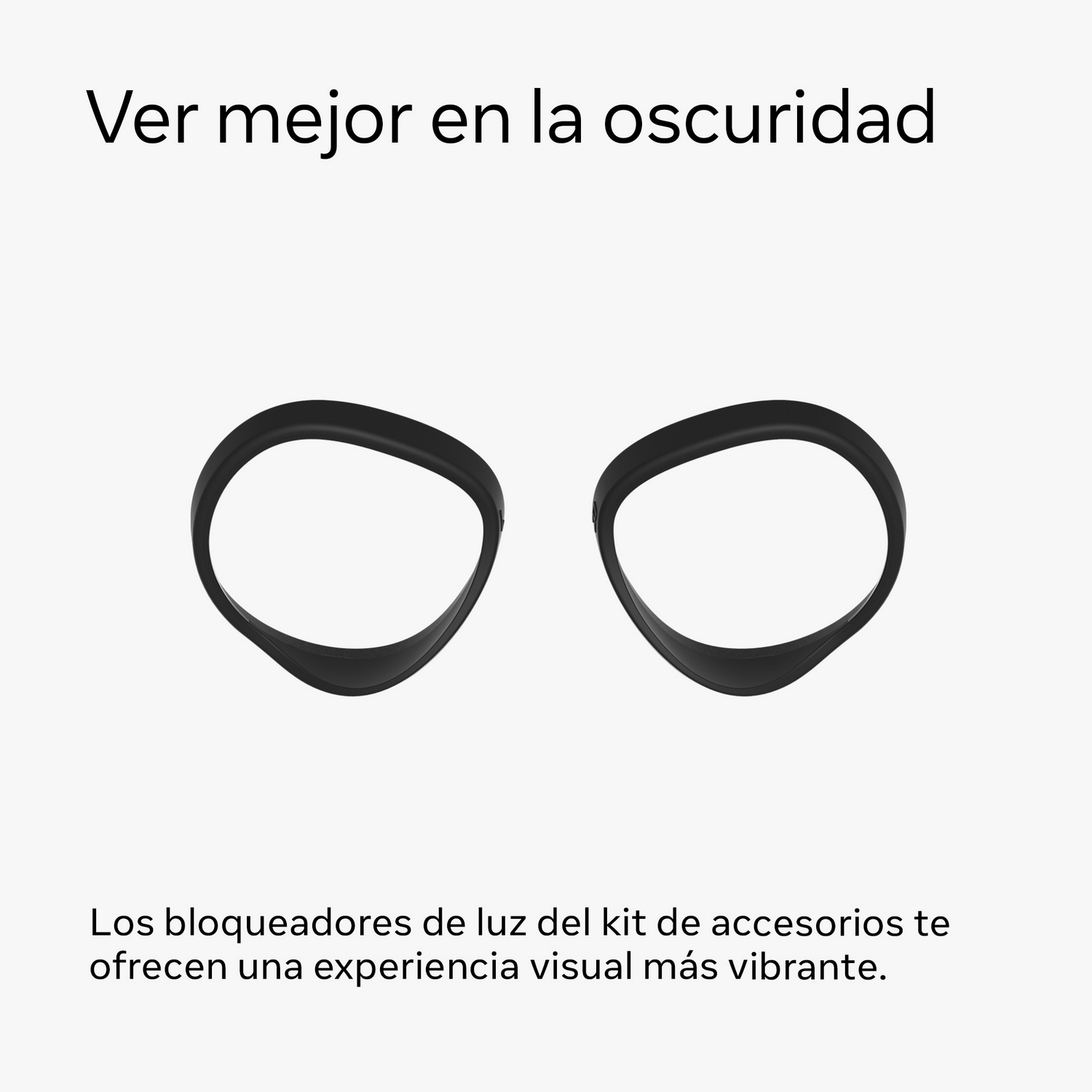 Dos cubiertas oculares negras. Texto: Vea mejor en la oscuridad. Para una experiencia visual vibrante.