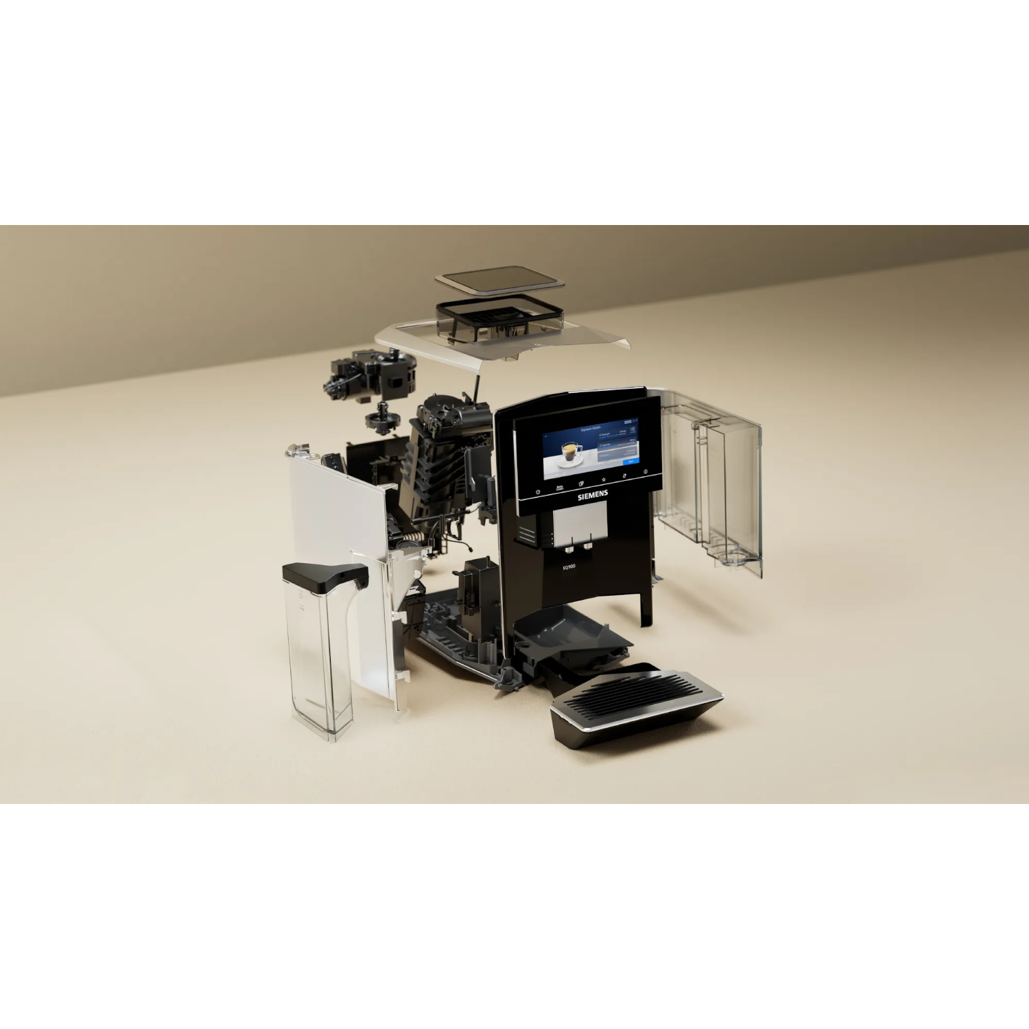 SIEMENS  Machine expresso entièrement automatique EQ900 (TQ903R09) - Machine expresso full automatique - Nombre max. de tasses: 2 - Récipient à lait externe - Argenté