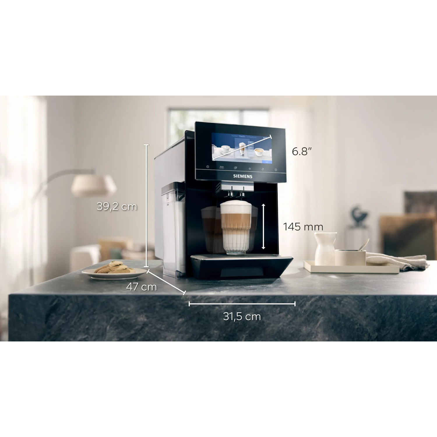SIEMENS  Machine expresso entièrement automatique EQ900 (TQ903R09) - Machine expresso full automatique - Nombre max. de tasses: 2 - Récipient à lait externe - Argenté