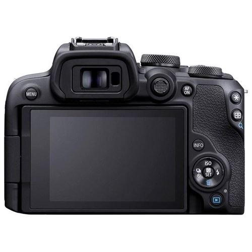 Parte trasera de una cámara Canon que muestra una pantalla, botones y diales.