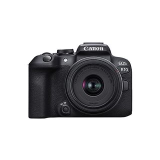 Cámara EVIL - Canon EOS R10 + 18-45mm F3.5-6.3 IS STM, 24.2 megapixel, Pantalla táctil 7.5 cm, Wi-Fi, Negro