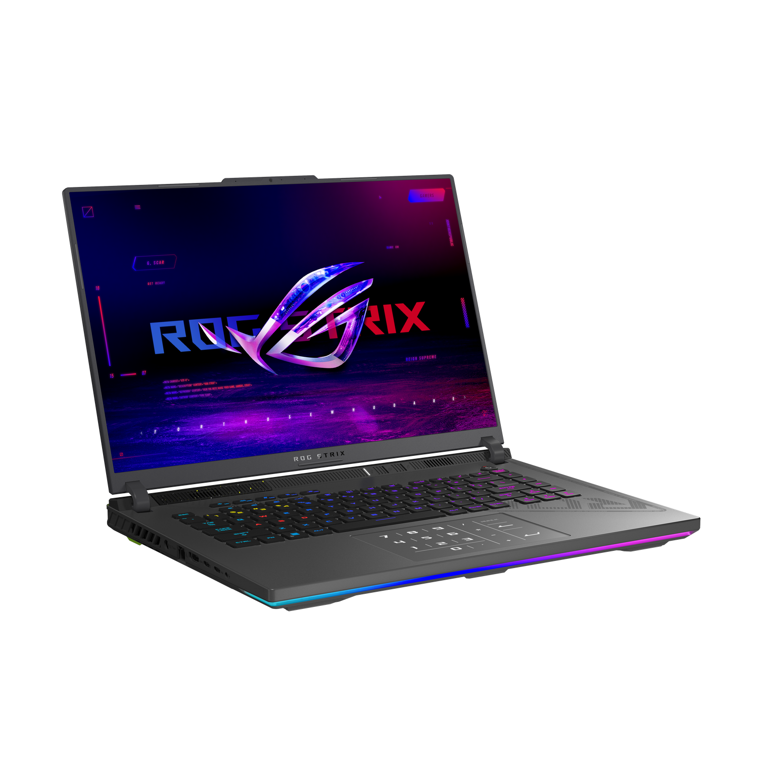 Laptop met het ROG-logo op het scherm.