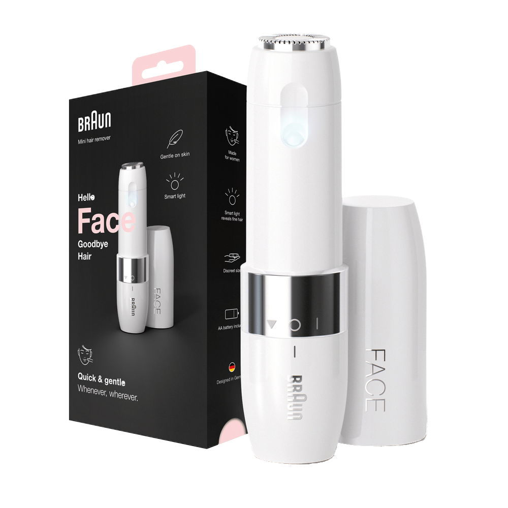 Depiladora facial - Braun Face Mini Rasuradora FS1000, Rápida Y Suave, Fácil De Llevar, Con Luz, Blanca