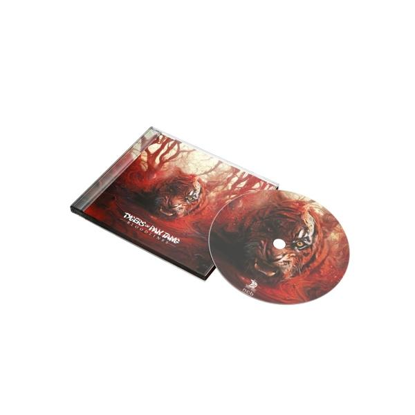 CD-Hülle und -Disc mit Tigergesichtskunst.
