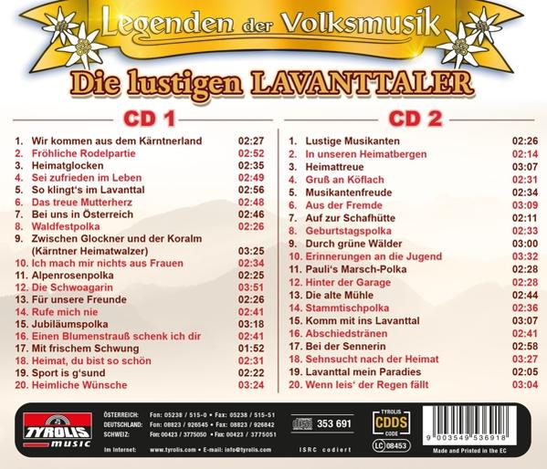 Die Rückseite einer CD mit einer Liste von Liedern auf Deutsch. Der Hintergrund ist hellblau.