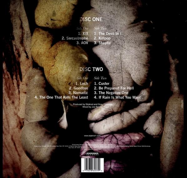Albumcover mit Titellisten. Disc One und Two sind mit Songtiteln aufgelistet.