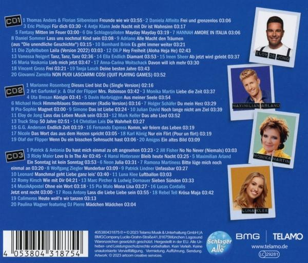 CD-Cover mit Bildern von Sängern, Text und Barcode auf blauem Hintergrund.