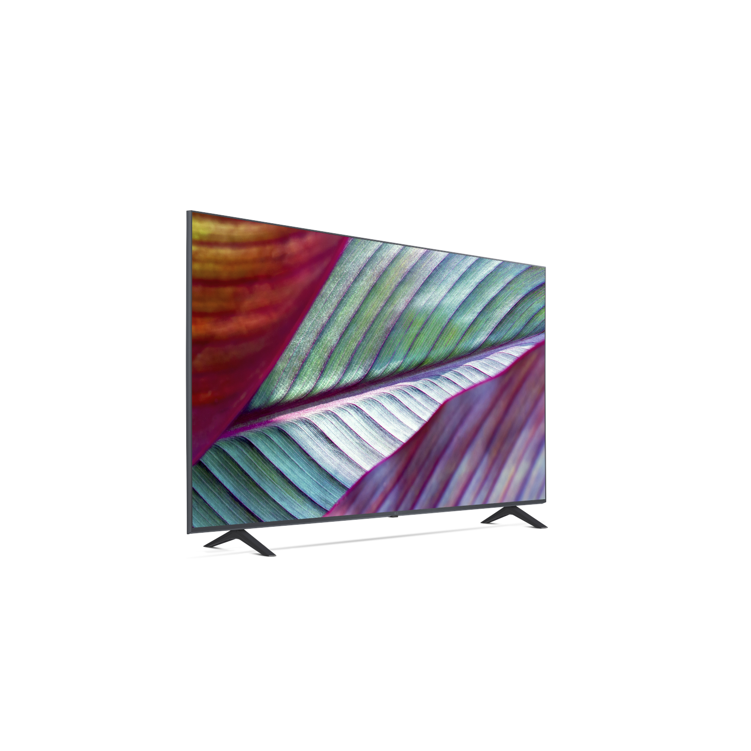 Tv-scherm met een kleurrijk bladerpatroon.