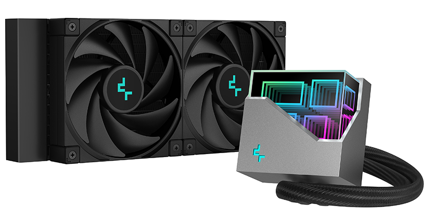 DEEPCOOL LT520 univerzális CPU vízhűtés, 2x12cm, RGB, fekete (R-LT520-BKAMNF-G-1)
