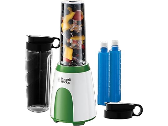 RUSSELL HOBBS Explore Smoothie Maker Mix & Go Cool - Miscelatore (Verde/Bianco)
