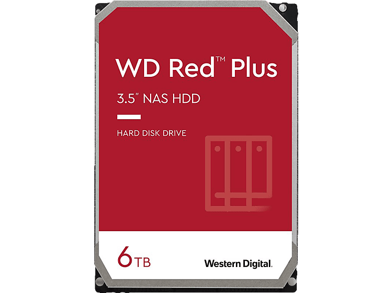 WD Red Plus WD60EFPX Festplatte, 6 TB HDD SATA 6 Gbps, 3,5 Zoll, intern