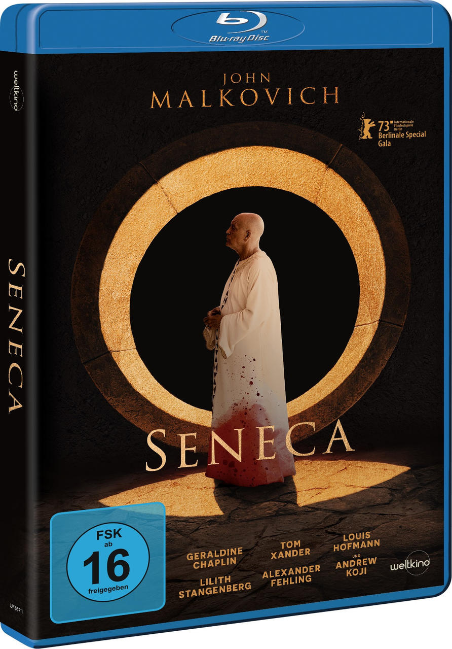 Blu-ray-Filmcover von 'Seneca' mit John Malkovich.