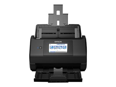 Schwarzer Drucker mit Bildschirm. Marke Epson.