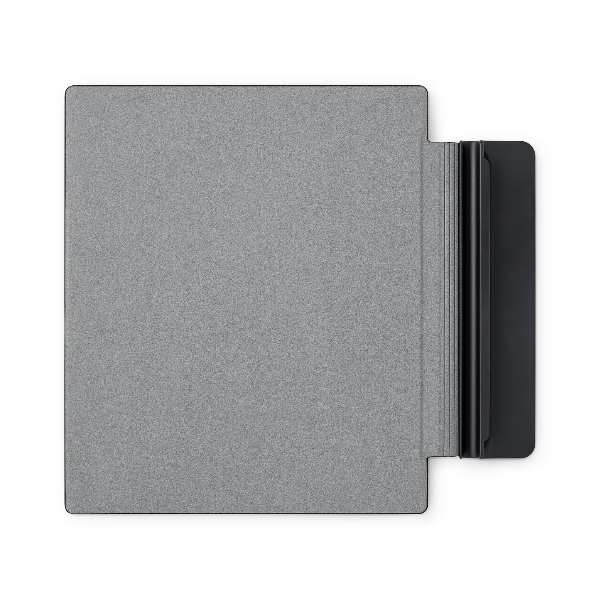 Una funda gris de lector electrónico con un asa negra adjunta.