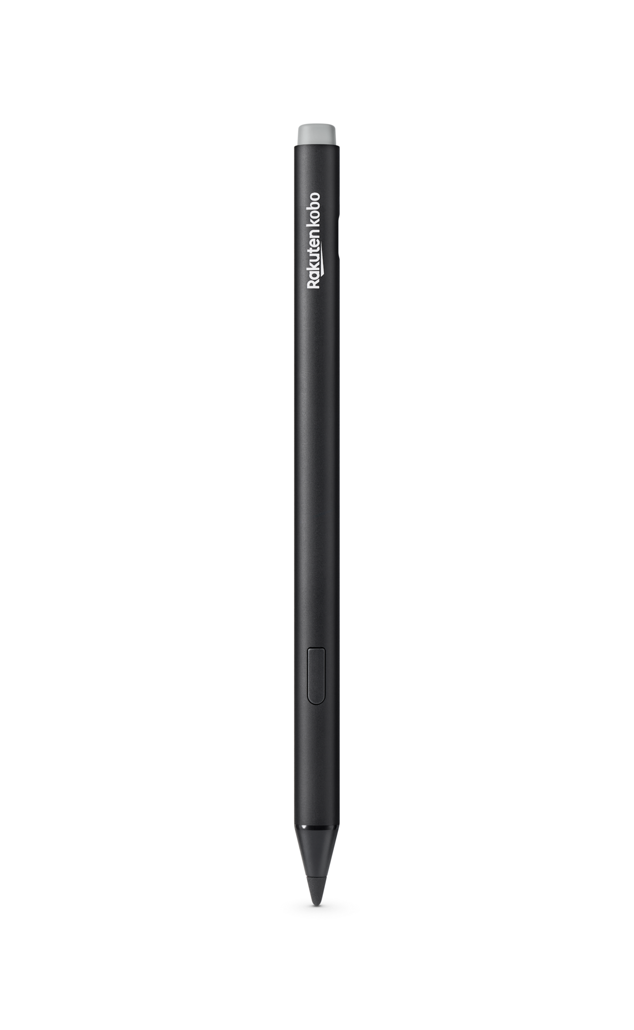 Un lápiz óptico negro con el logotipo de Rakuten Kobo en el lateral y punta gris.