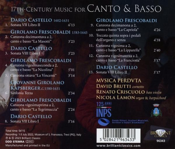 VARIOUS - 17th Century Music for Canto And Basso  - (CD)