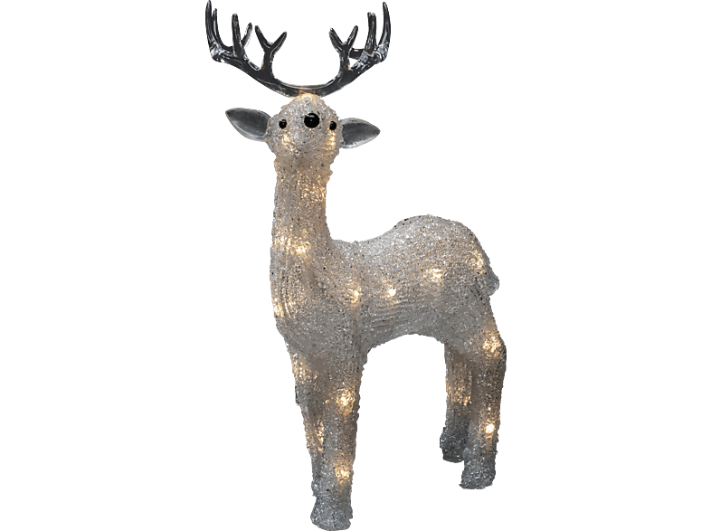 KONSTSMIDE 6224-103 LED Acryl Rentier Weiß Transparent, Weihnachtsbeleuchtung, Warm