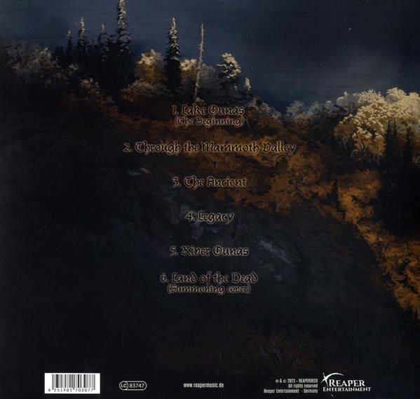 Albumcover-Artwork mit Trackliste für das Album 'Lake Ounas' mit einer dunklen, atmosphärischen Landschaft.