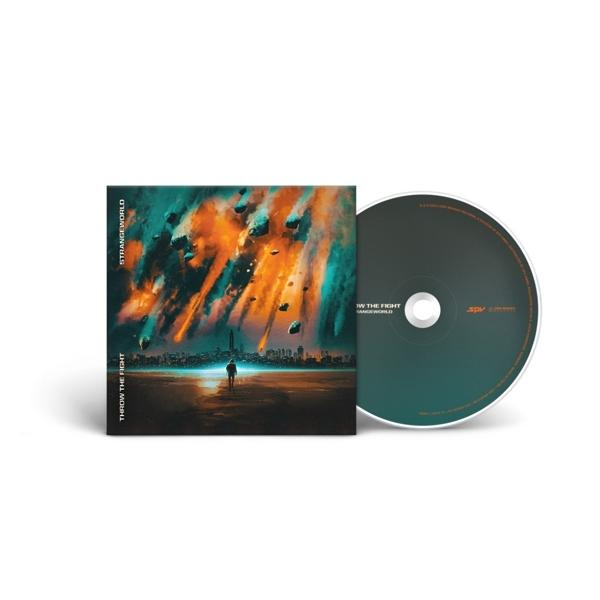 CD-Cover mit einer Person am Strand und Skyline einer Stadt.