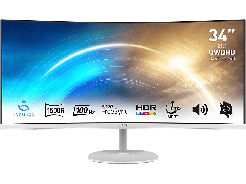 MSI PRO MP341CQWDE Curved 34 Zoll  UWQHD  Gaming Monitor  1 ms Reaktionszeit 100 Hz 