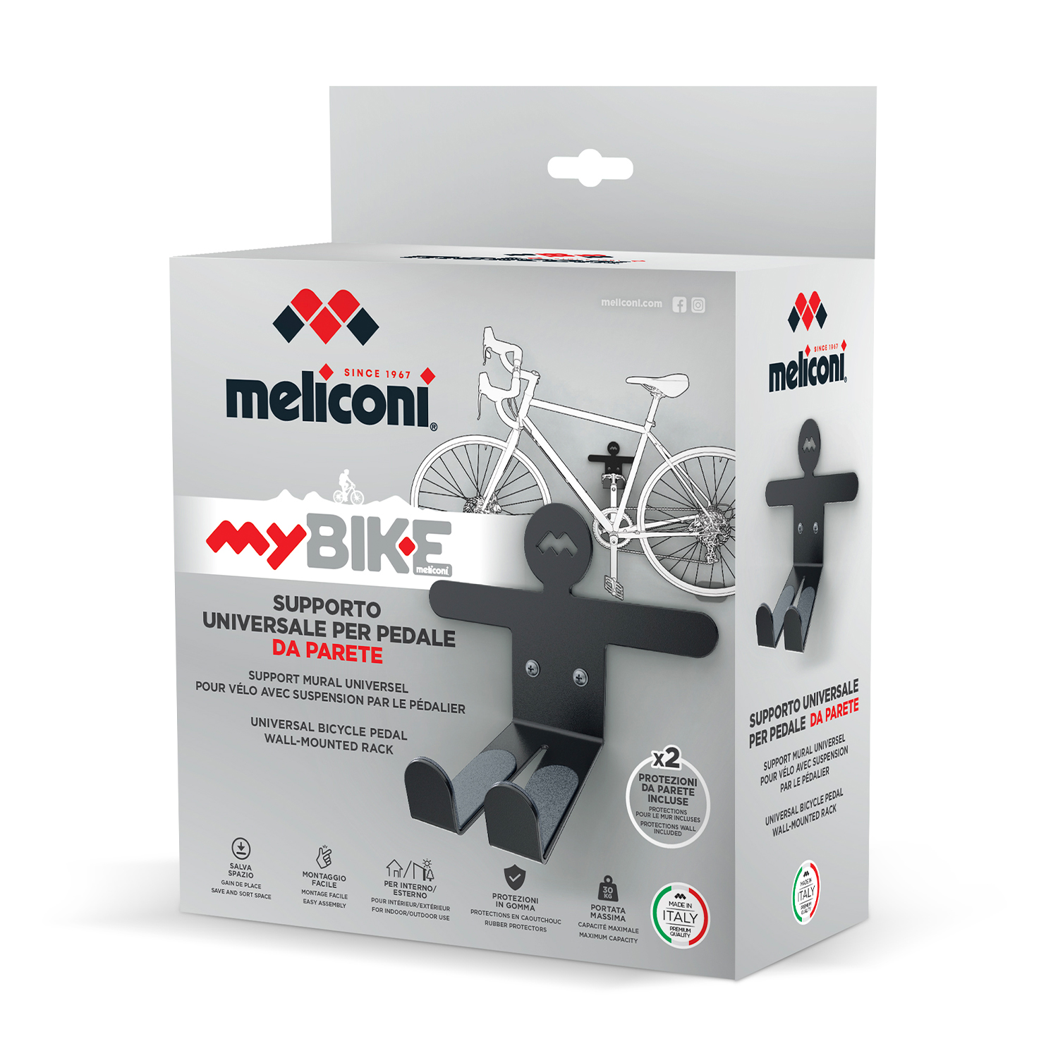 Scatola portabici, portapacchi nero con immagine della bici.