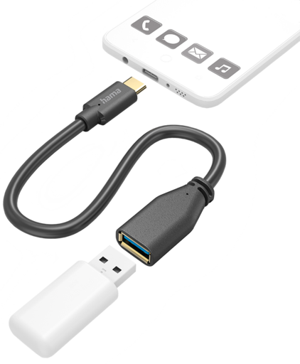 Hama USB-A/C USB-kabel 15cm Zwart