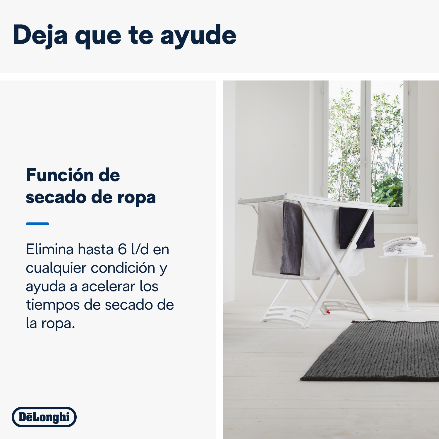 Tendedero blanco con ropa en una habitación luminosa.