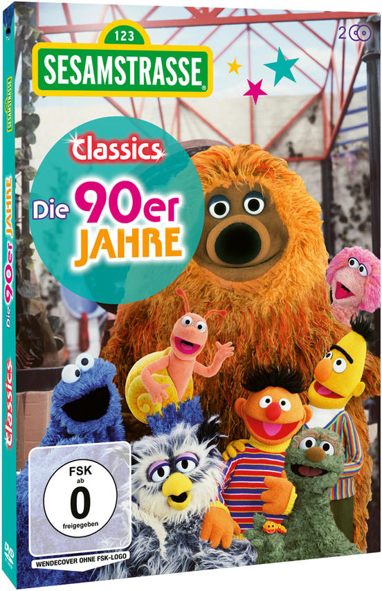 Sesamstraße-DVD-Hülle mit Charakteren und Text.