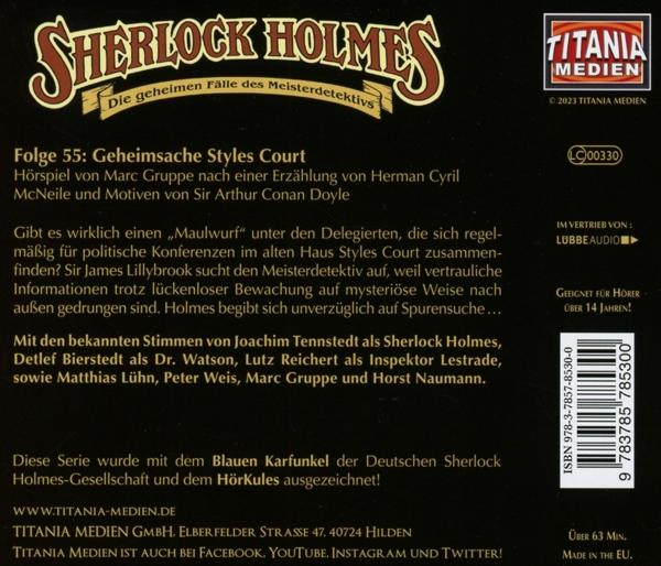 Holmes Sherlock - Geheimsache Styles Court - Folge 55  - (CD)