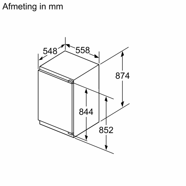 Diagram of a Siemens dishwasher, showing measurements in mm.