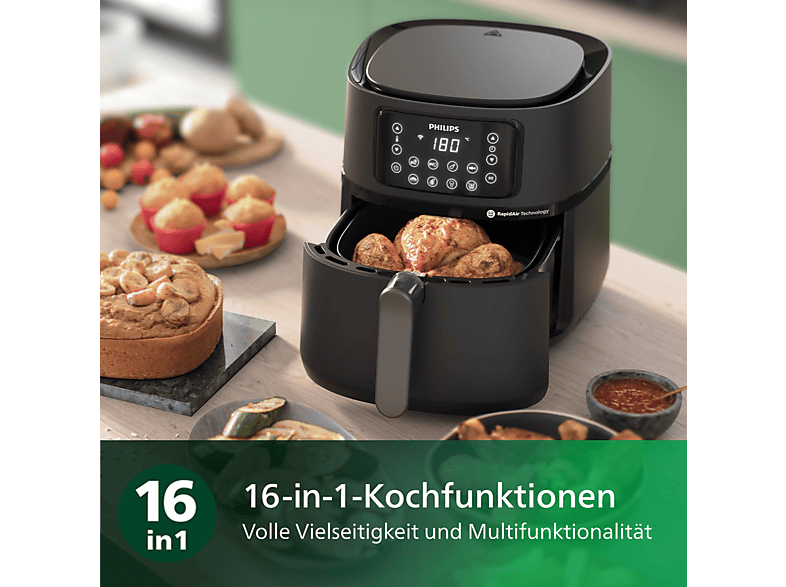 Thumbnail - PHILIPS HD9285/90 Airfryer Connected XXL Series 5000 7.2L Heißluftfritteuse 2000 Watt Schwarz/Dunkles Silber