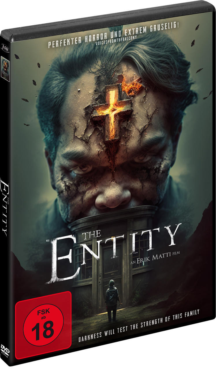 Ein Filmcover mit dem Gesicht eines Mannes und einem Kreuz.
