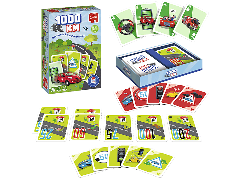 JUMBO 1110100012 Familienspiel Kartenspiel 1000KM Mehrfarbig