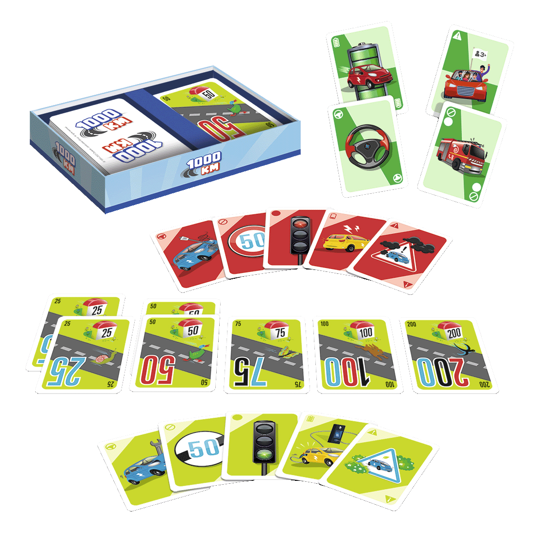 JUMBO 1110100012 1000KM Mehrfarbig Familienspiel Kartenspiel