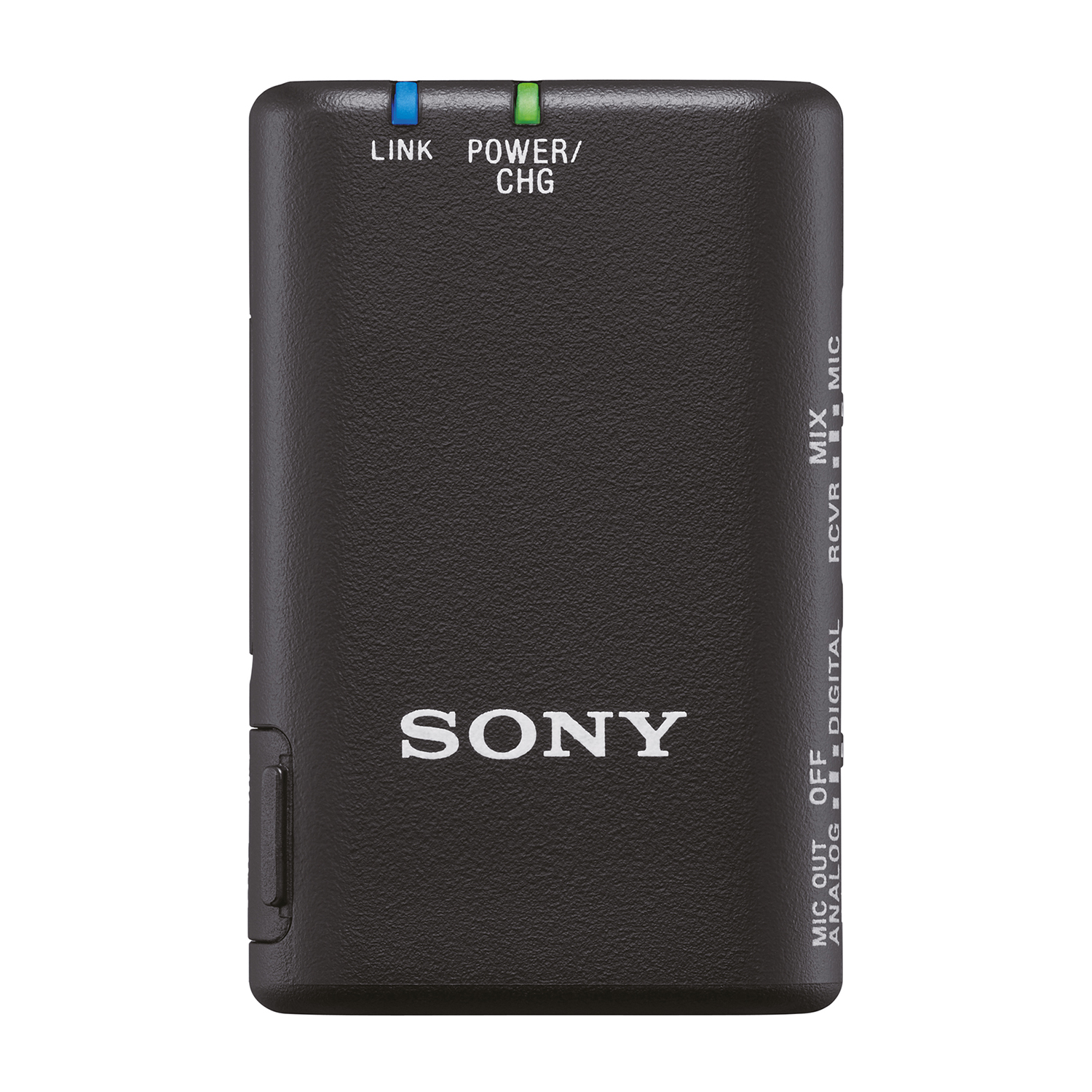 Un ricevitore per microfono Sony nero con varie porte di ingresso/uscita e comandi.