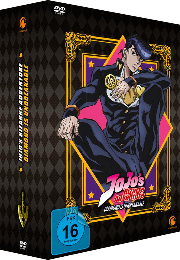 DVD-Box von JoJo's Bizarre Adventure. Anime-Charakter auf dem Cover.