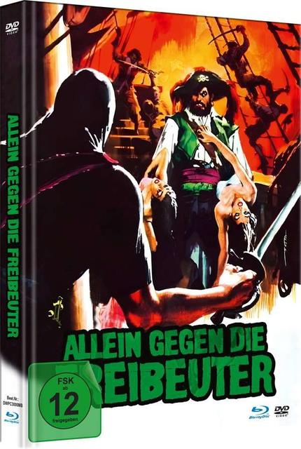 DVD-Cover mit Piraten, der Frauen auf einem Schiff hält. Dunkle Farben und eine dramatische Szene.
