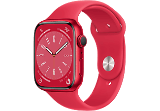 APPLE Watch S8 GPS + Cellular 45 mm Boîtier Aluminium (PRODUCT)RED, Bracelet Sport PRODUCT)RED Regular (MNKA3NF/A)