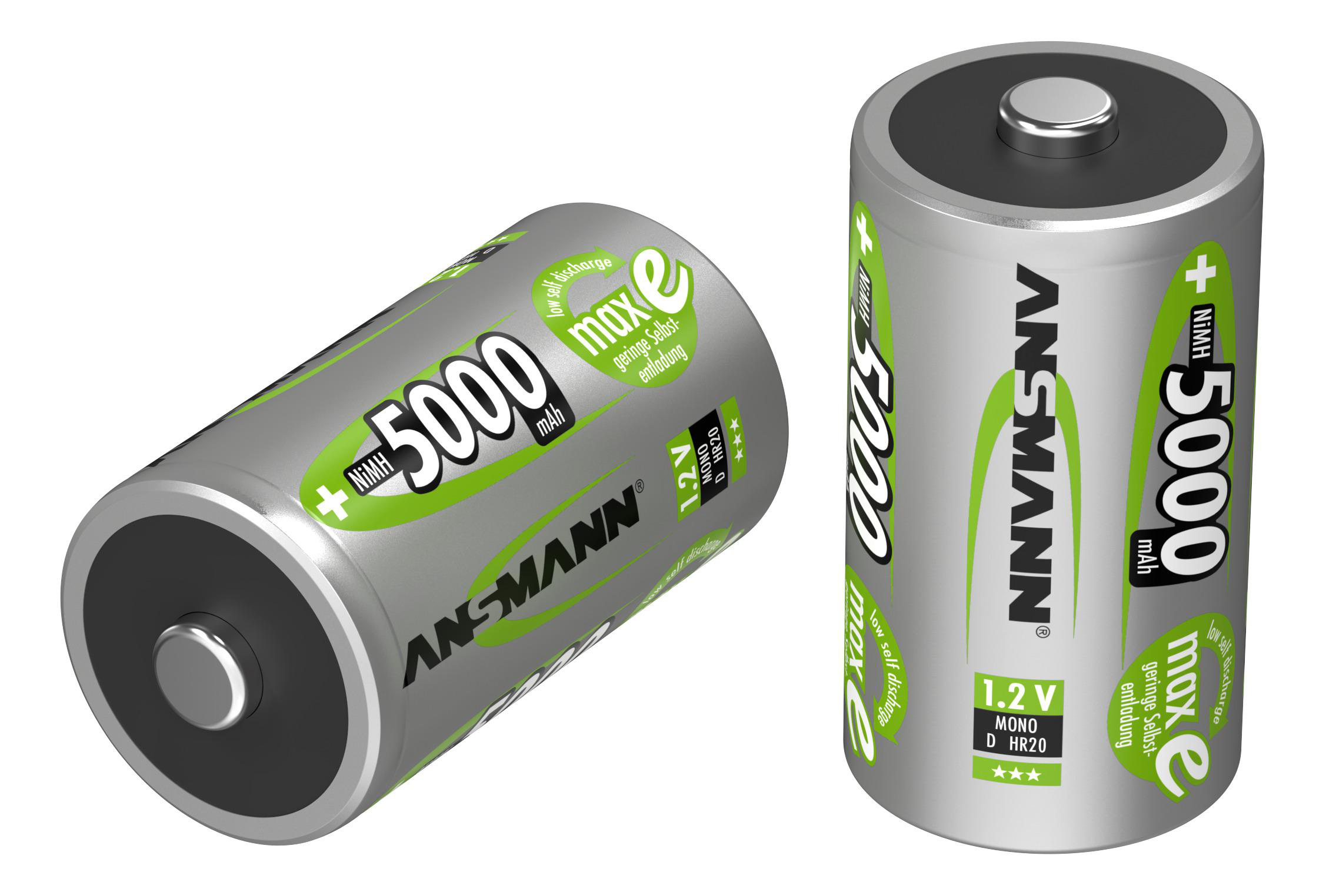 Zwei silberne ANNSMANN-Batterien mit grünem und weißem Text.
