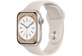 APPLE Watch S8 GPS 41 mm Boîtier Aluminium Lumière stellaire, Bracelet Sport Lumière stellaire Regular (MNP63NF/A)