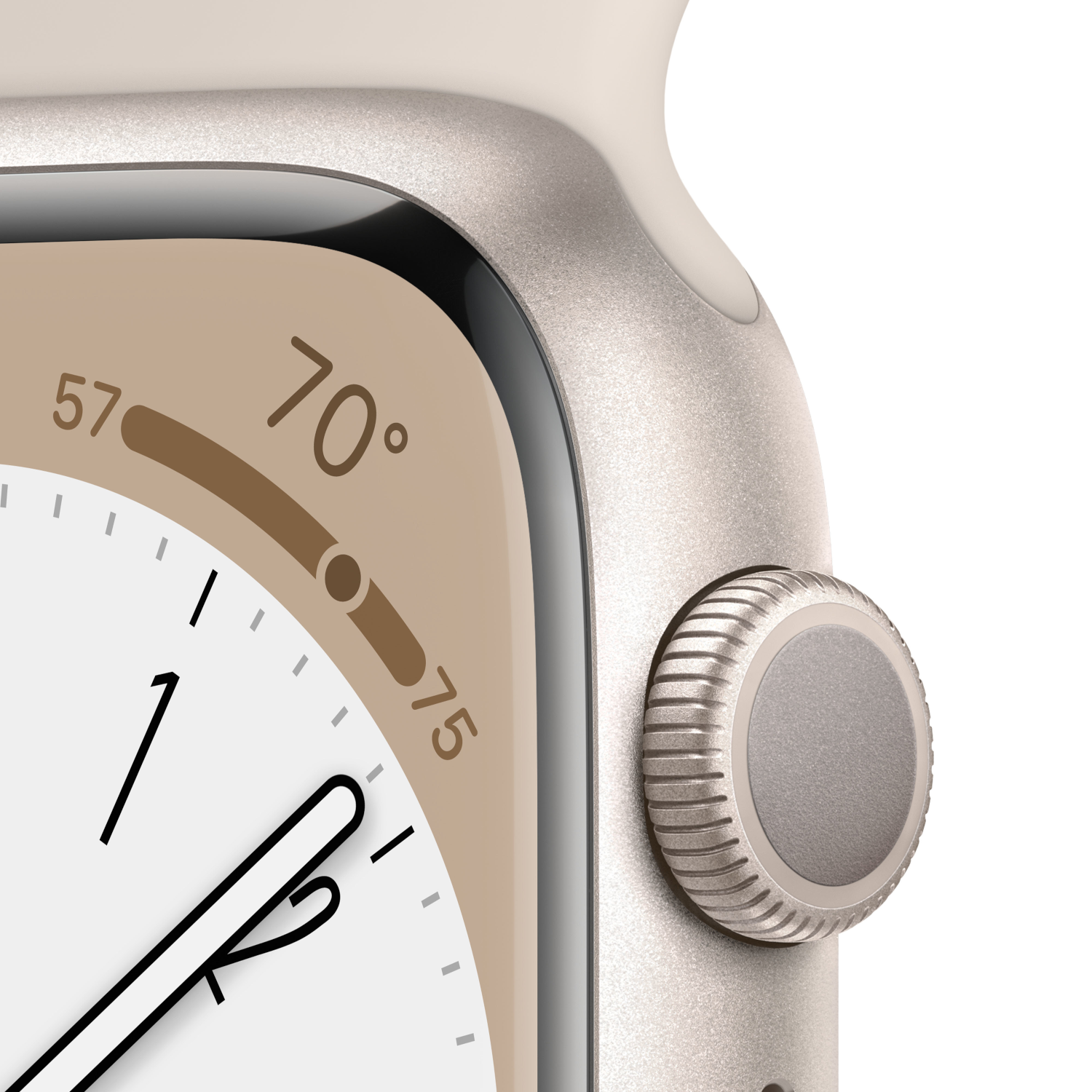 APPLE Watch S8 GPS 41 mm Boîtier Aluminium Lumière stellaire, Bracelet Sport Lumière stellaire Regular (MNP63NF/A)