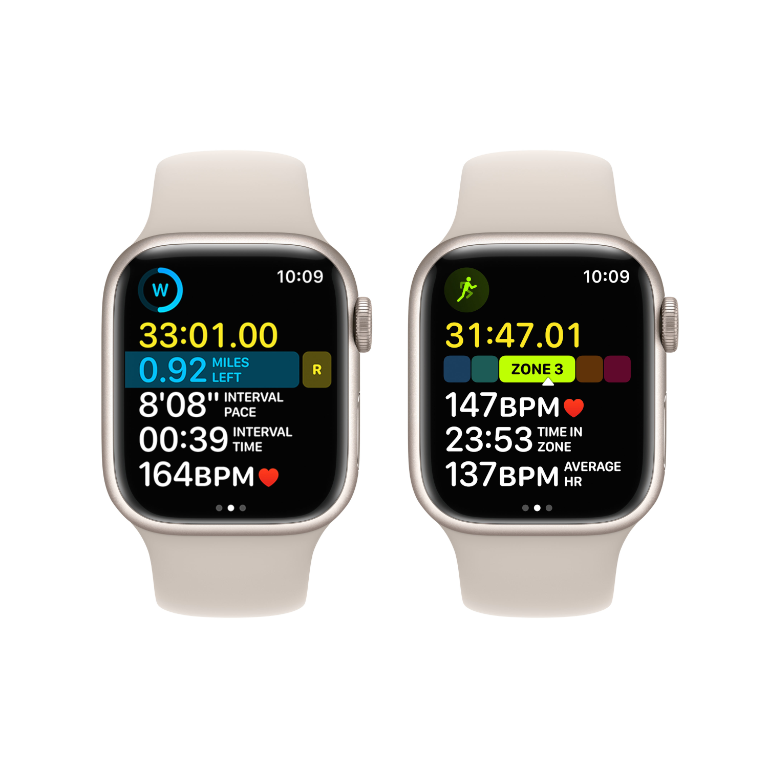 APPLE Watch S8 GPS 41 mm Boîtier Aluminium Lumière stellaire, Bracelet Sport Lumière stellaire Regular (MNP63NF/A)