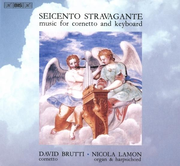 Album borítója: Két angyal hangszeren játszik, felhők a háttérben. A szöveg a 'Seicento Stravagante' és a zenészek neveit tartalmazza.
