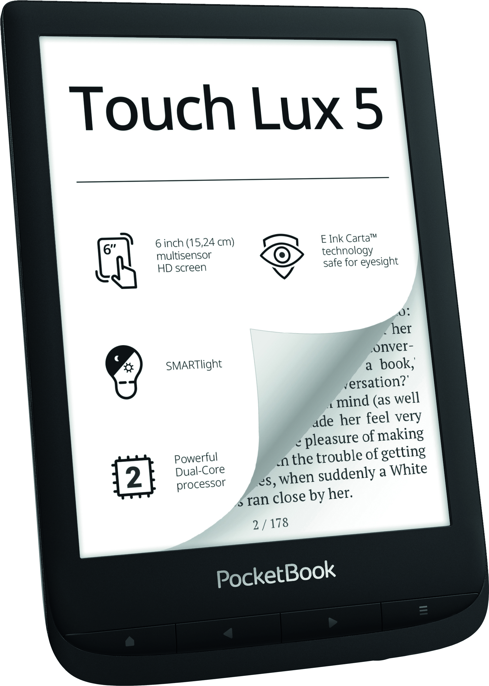 8 Black Lux Ink POCKETBOOK GB inkl. 5 eReader Cover Black Touch InkBlack 6\
