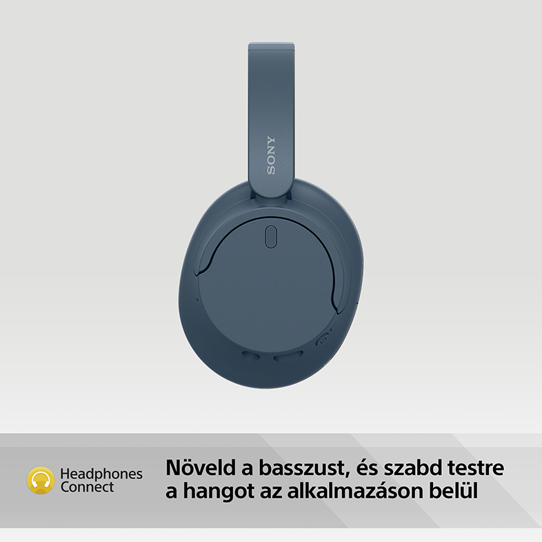 Kék fejhallgató a Sony logóval.