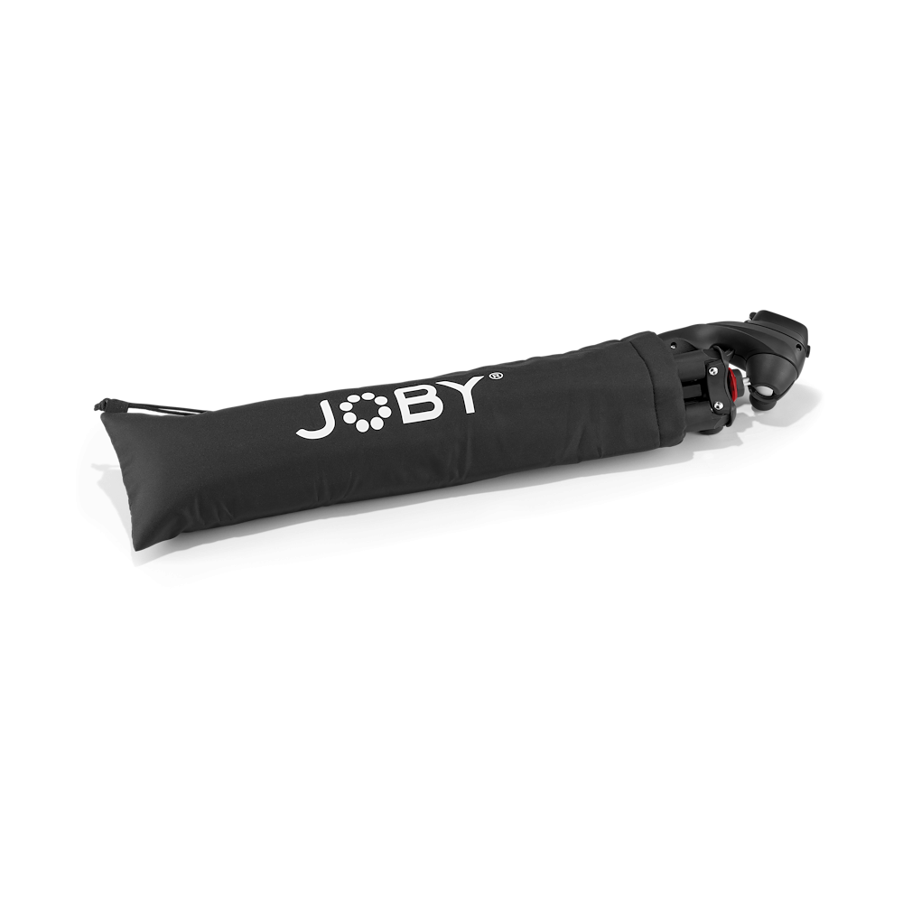 Egy fekete Joby bot kameratartóval, fekete háttéren.