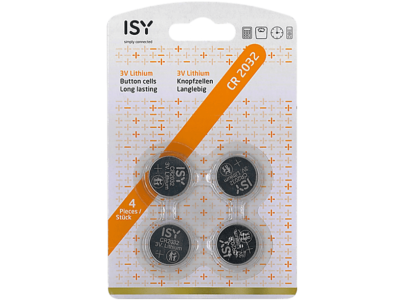 Batteria Bottone ISY Litio Cr2032 3v 4 PZ